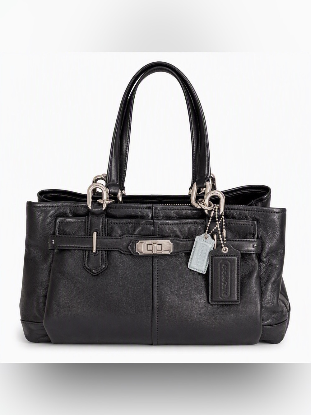 Coach Chelsea Jayden Carryall Black Leather Satchel Silver Hardware 17811